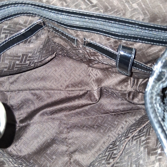 Cole Haan Black Woven Patent Shoulder Tote - Picture 14 of 16